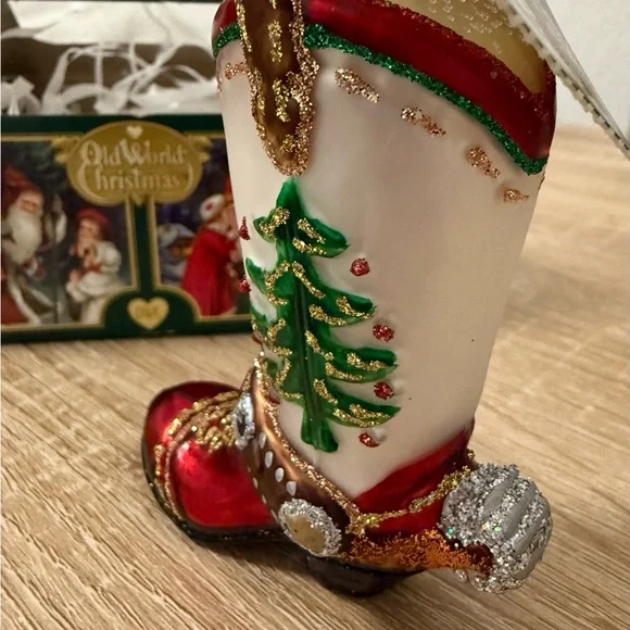 New Old World Christmas Holiday Boot Ornament - Picture 4 of 7